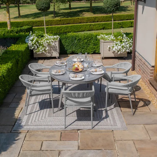 Florence Rope Weave 6 Seat Round Dining Set