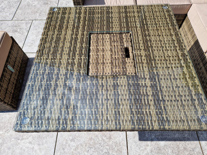 Signature Weave - GEORGIA Corner Hi/Low Dining Set Nature/Brown With Ice Bucket | GEOR0413