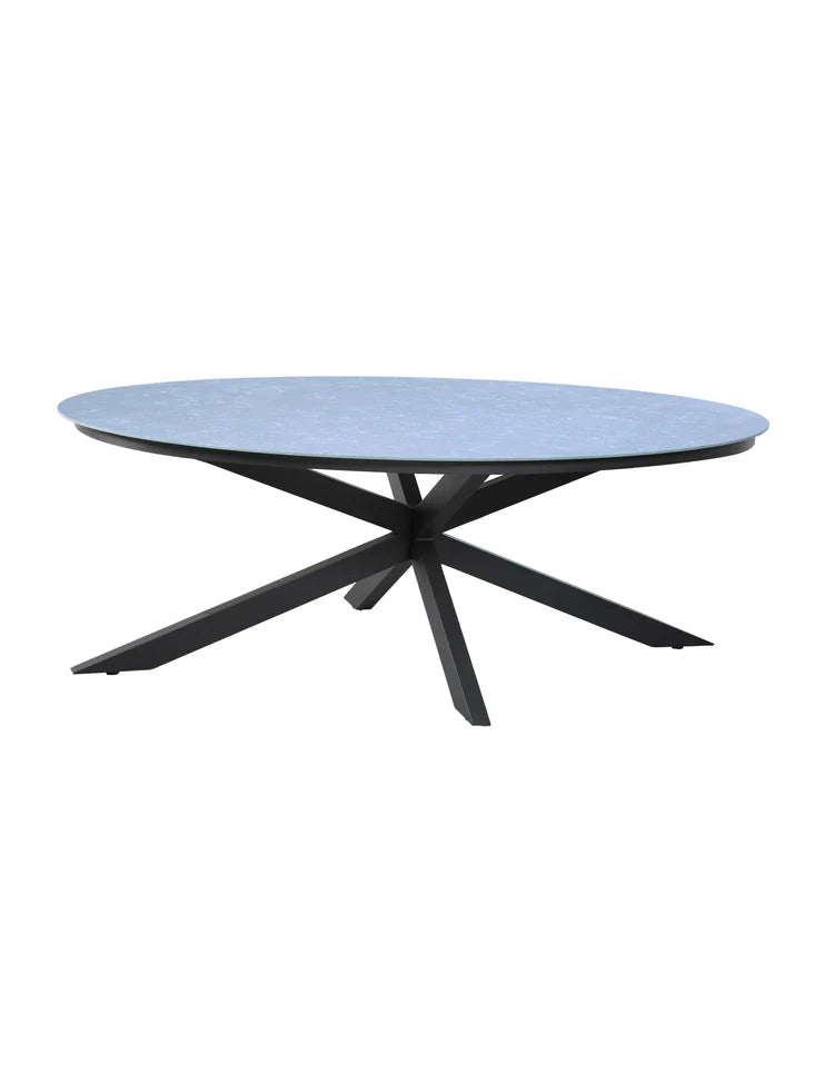 Aspen 6 Seater Ellipse Ceramic Glass Dining Set with Aspen Rope Chairs
