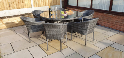 Rattan Round Dining Table + 6 Stacking Chairs set | Emil0211_Emil0208