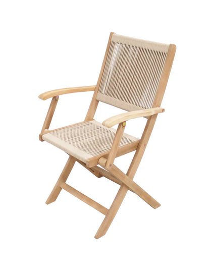 London 4 Seater Square Folding Set with London Rope Folding Armchairs