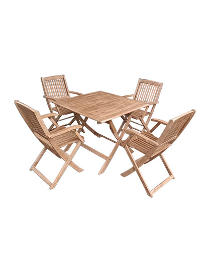 London 4 Seater Square Folding Set with London Folding Armchairs