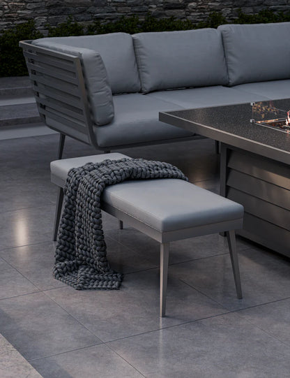 Mayfair Corner Lounging Set with Fire Pit Table and 1 Bench