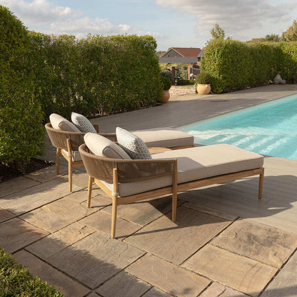 Homeflair - Porto Rope Weave Double Sunlounger Set