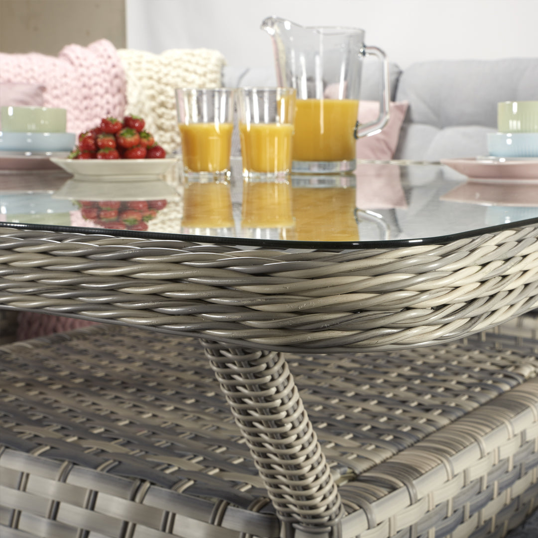 Signature Weave -  Constance Rattan Large Corner Dining Sofa with Benches in Grey |  Cons0203
