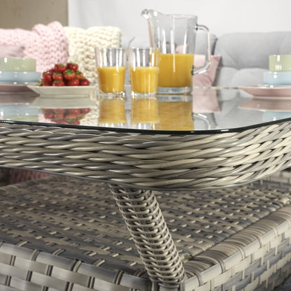 Signature Weave -  Constance Rattan Large Corner Dining Sofa with Benches in Grey |  Cons0203