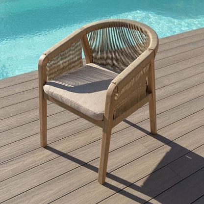 Homeflair - Martinique Rope Weave 4 Seat Round Dining Set