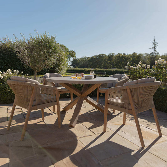 Homeflair - Martinique Rope Weave 4 Seat Round Dining Set