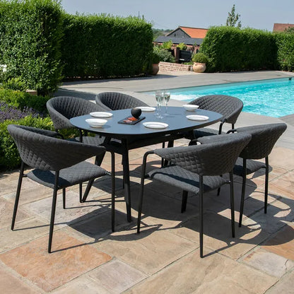 Outdoor Fabric Pebble 8 Seat Rectangular Dining Set