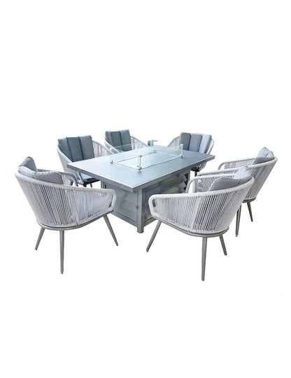 Aspen 6 Seater 150x90cm Fire Pit Set with Aspen Chairs
