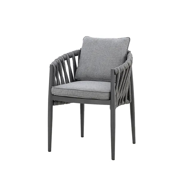 Milan Rope Weave Pair of Dining Chairs - Charcoal