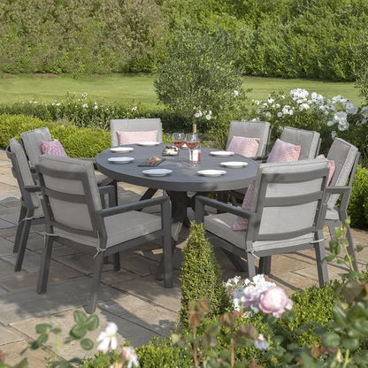 New York 4 Seat Round Aluminium Dining Set - Dove Grey