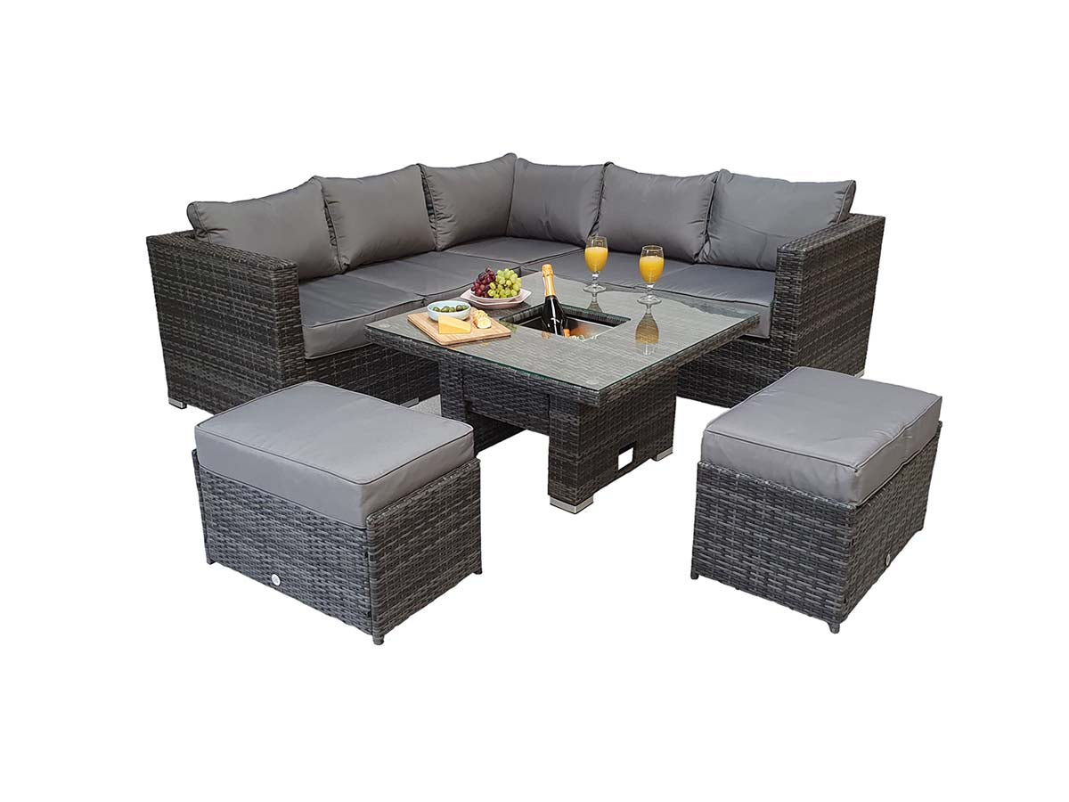 Signature Weave - GEORGIA Corner Hi/Low Dining Set Grey With Ice Bucket |  GEOR0405