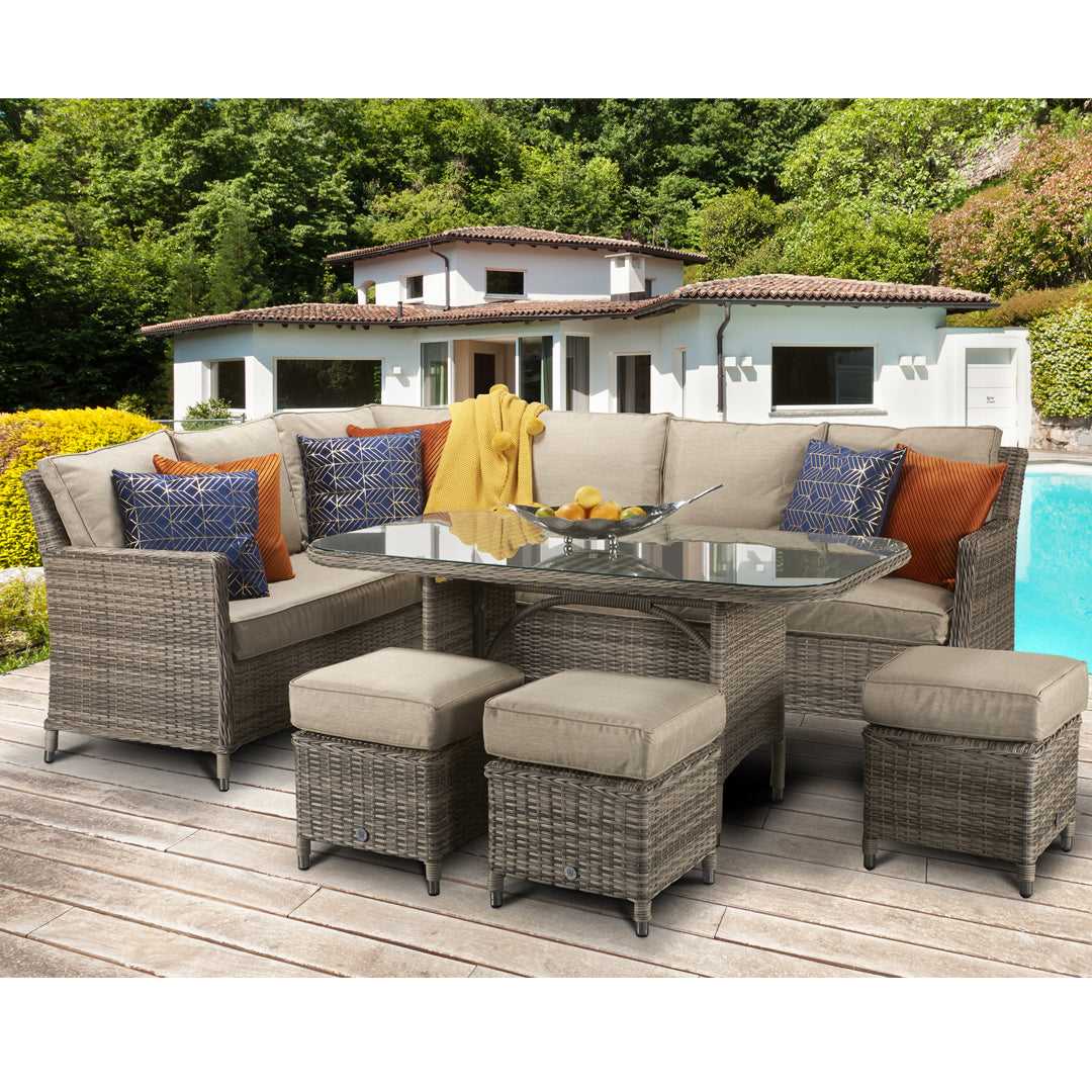 Rattan Corner Dining Sofa in Nature | Edwina | Edwi0107