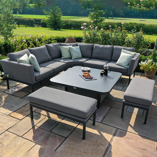 Homeflair – Outdoor Fabric Pulse Deluxe Square Corner Simple Dining Set