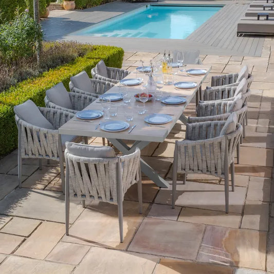 Vienna 6 - 10 Seat Extending Rectangular Dining Table with Dawn Grey Frame