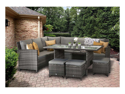Signature Weave - Charlotte Firepit Corner Dining Set | CHAR0156_VIEN0432