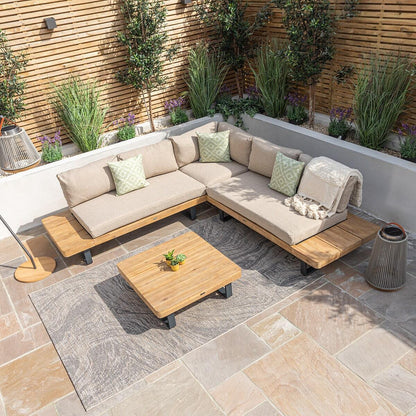 Homeflair -  Bali Wood Platform Corner Sofa Set
