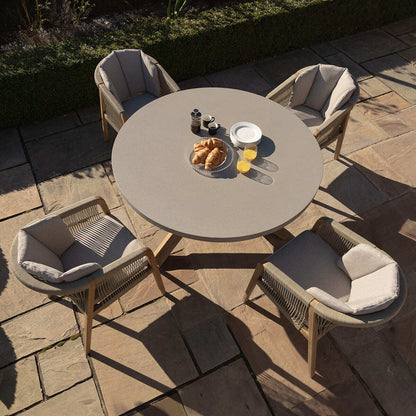 Homeflair - Martinique Rope Weave 4 Seat Round Dining Set