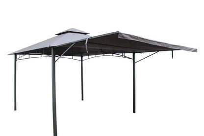 Algarve 3.3×3.3m + 2.1m Awning Grey Gazebo | ALGGAZ3.3X3.3-GREY | AMIR