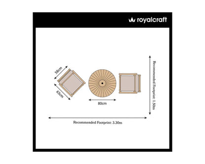 Roma 80cm Round Sunray Bistro Set with Roma Rope Stacking Chairs
