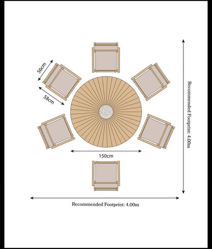 Roma 6 Seater Round Sunray with Terrazzo Insert Dining Set with Roma Rope Stacking Chairs