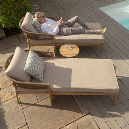 Homeflair - Porto Rope Weave Double Sunlounger Set
