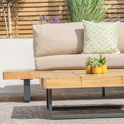 Homeflair -  Bali Wood Platform Corner Sofa Set