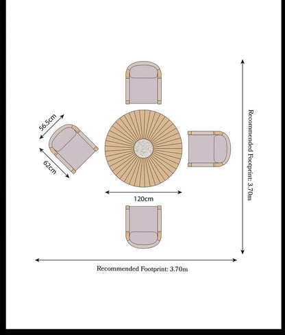 Roma 4 Seater Round Sunray with Terrazzo Insert Dining Set with Roma Dining Chairs