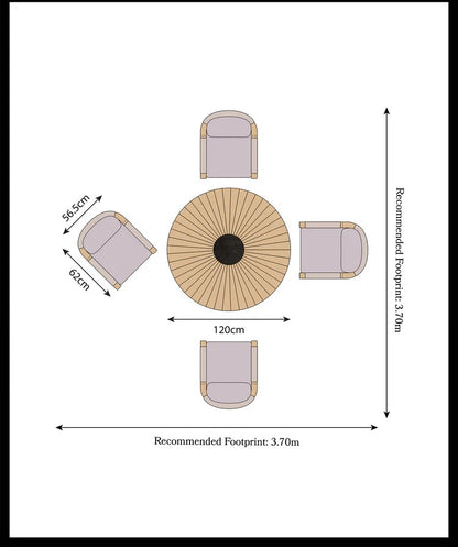 Roma 4 Seater Round Sunray with Black Granite Insert Dining Set with Roma Dining Chairs