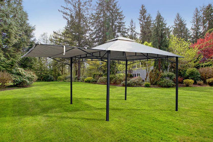 Algarve 3.3×3.3m + 2.1m Awning Grey Gazebo | ALGGAZ3.3X3.3-GREY | AMIR