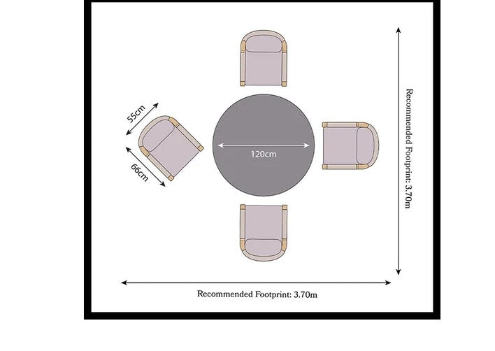 Luna 4 Seater Round Concrete Table Dining Set with Roma Rope Dining Chairs