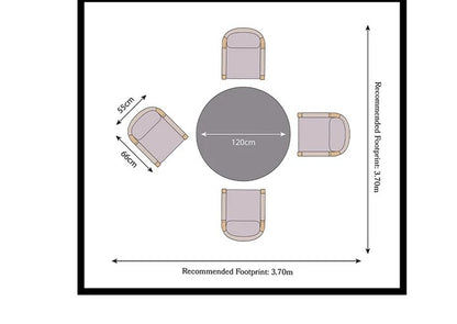 Luna 4 Seater Round Concrete Table Dining Set with Roma Rope Dining Chairs