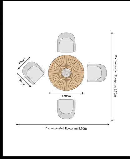 Roma 4 Seater Round Sunray with Terrazzo Insert Dining Set with Sol Dining Chairs