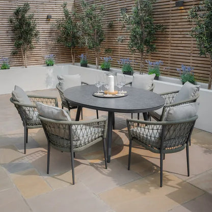 Monaco Rope Weave 4 Seat Round Dining Set