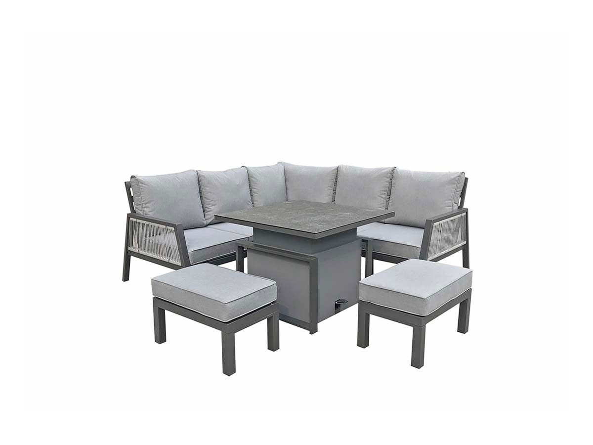 Signature Weave - BETTINA corner dining gas firepit set| BETT0361_LISB0476