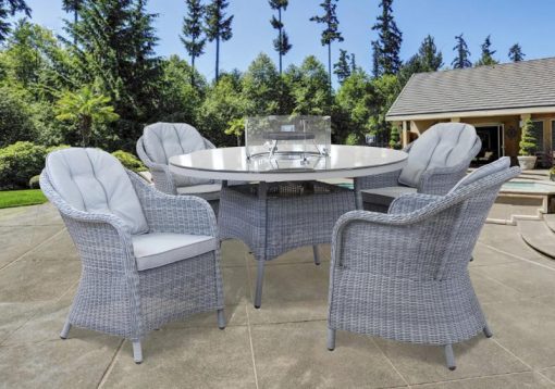 Hampton Casual Round firepit Table + 4 Chairs Set | HAMP81FGG