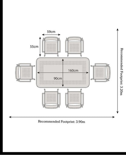 Porto 6 Seater Rectangular Dining Set in Champagne