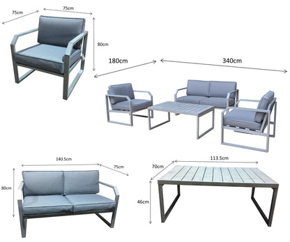 Rattan Aluminium 2 Seater Sofa Set | Alarna | Alar0358