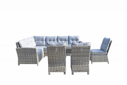 Rattan Corner Dining Sofa with 3 Armless Chairs Set | Amy | Amy0340