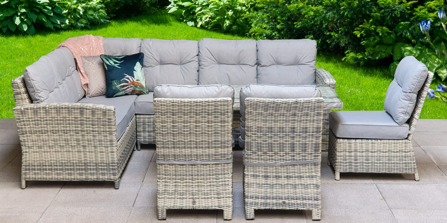 Rattan Corner Dining Sofa with 3 Armless Chairs Set | Amy | Amy0340