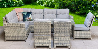 Rattan Corner Dining Sofa with 3 Armless Chairs Set | Amy | Amy0340