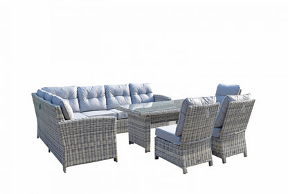 Rattan Corner Dining Sofa with 3 Armless Chairs Set | Amy | Amy0340