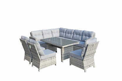 Rattan Corner Dining Sofa with 3 Armless Chairs Set | Amy | Amy0340