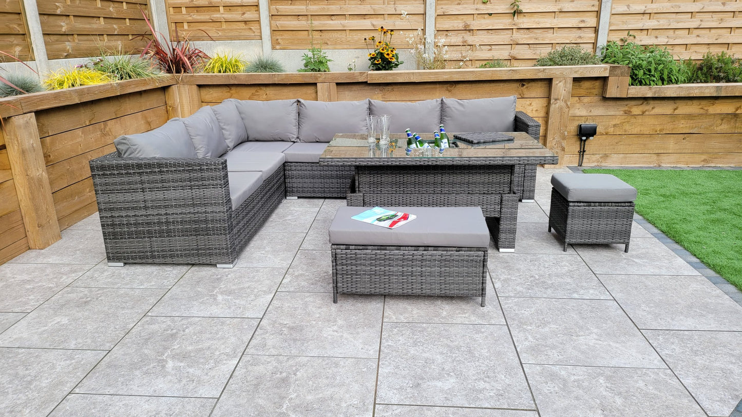 Rattan Corner Dining Sofa with Lift Table & Ice Bucket | Catalina | Cata0367