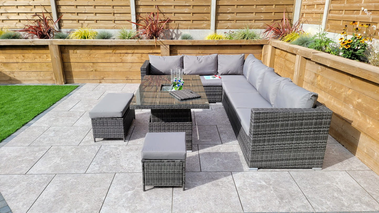 Rattan Corner Dining Sofa with Lift Table & Ice Bucket | Catalina | Cata0367