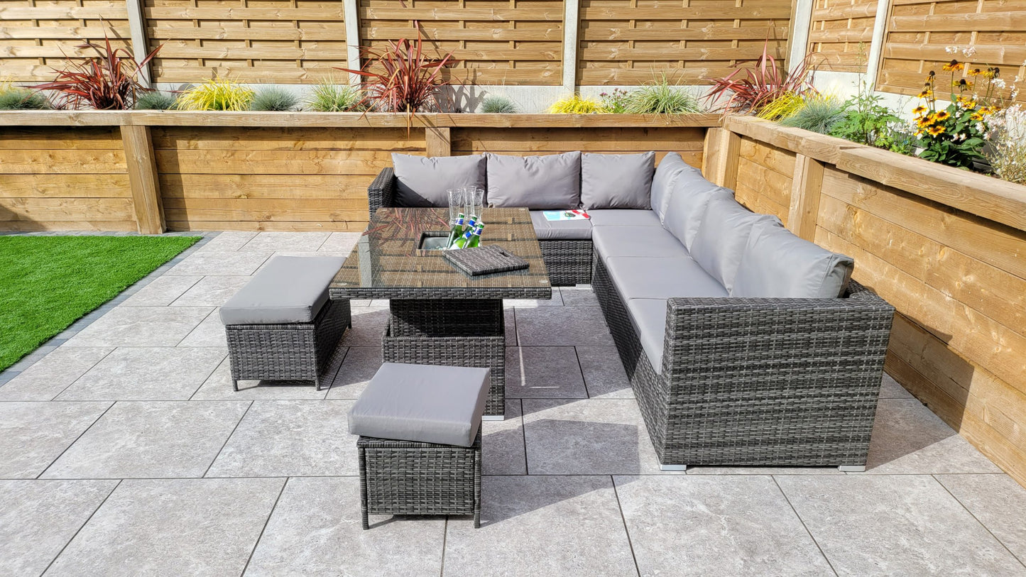 Rattan Corner Dining Sofa with Lift Table & Ice Bucket | Catalina | Cata0367