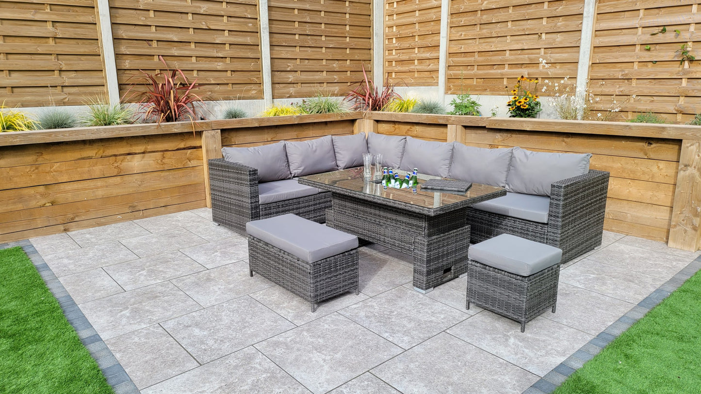 Rattan Corner Dining Sofa with Lift Table & Ice Bucket | Catalina | Cata0367