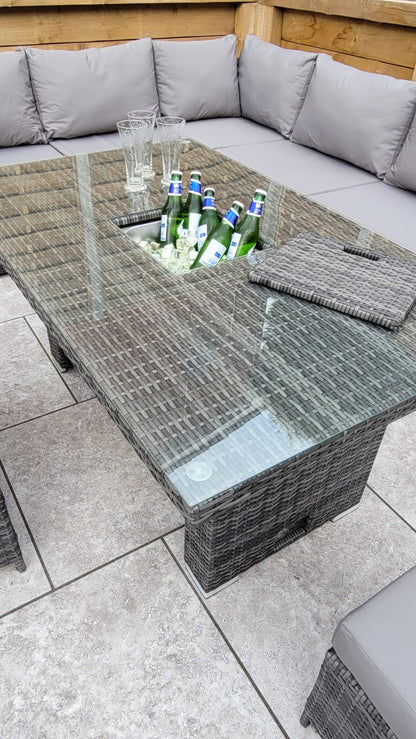 Rattan Corner Dining Sofa with Lift Table & Ice Bucket | Catalina | Cata0367