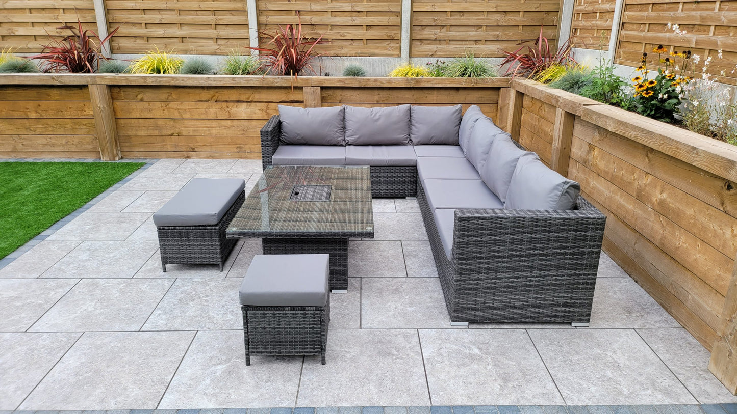 Rattan Corner Dining Sofa with Lift Table & Ice Bucket | Catalina | Cata0367